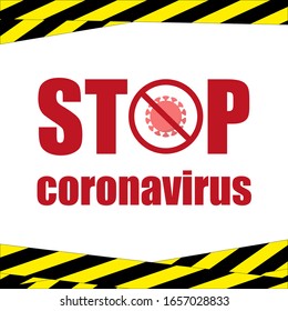 Stop coronavirus vector banner with prohibition sign