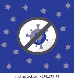 Stop Coronavirus Vector with Blue Background