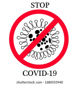 Stop Coronavirus. Vector Icon banner. Infographic Element . Corona Virus Sign Icon. Wuhan Pneumonia. COVID-19 NCOV-2019 Corona Virus Abbreviation. Bacteria Scheme. Vector Illustration
