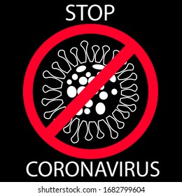 Stop Coronavirus. Vector Icon banner. Infographic Element . Corona Virus Sign Icon. Wuhan Pneumonia. COVID-19 NCOV-2019 Corona Virus Abbreviation. Bacteria Scheme. Vector Illustration