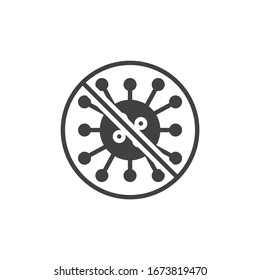 Beenden Sie das Symbol für die Vektorillustration von Coronavirus. volles Flachzeichen für mobiles Konzept und Webdesign. Kein Symbol für eine Virusinfektion. Symbol, Logo-Abbildung. Vektorillustration-Grafiken