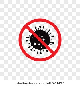 Beenden Sie das Symbol für die Vektorillustration von Coronavirus. Keine Infektion und stoppen Coronavirus-Zellen, Bakterien, Novel Coronavirus COVID-19. 2019-nCoV-Symptome