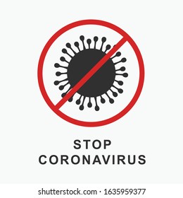 Stop coronavirus vector icon with stop sign isolated on white background.