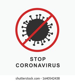 Stop coronavirus vector icon with stop sign isolated on white background.