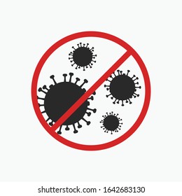 Stop coronavirus vector icon with stop sign isolated on white background.
