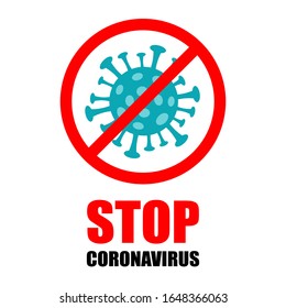 Stop coronavirus vector icon with stop sign isolated on white background.