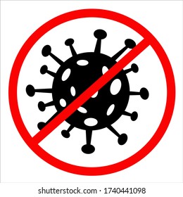 Beenden Sie die Darstellung von Coronavirus-Vektoren auf weißem Hintergrund. Coronavirus 2019-ncov Verbotszeichen Symbol. Prävention von Coronavirus. Stopp der Koronavirus-Schrift