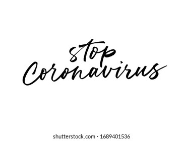 Detener la inscripción de los vectores de coronavirus para el tiempo de cuarentena automática. Protección o medida contra el coronavirus, COVID 19. Fragmento caligráfico para decoración casera, carteles, afiches, etc. Aislado en blanco