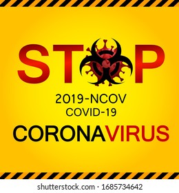 Stop coronavirus in yellow background