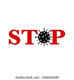 
Detener el coronavirus.Firmar el coronavirus de precaución. Brote de coronavirus. Peligro del coronavirus y riesgo de enfermedad de la salud pública y brote de gripe. Concepto médico de pandemia con células peligrosas.Vector 