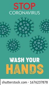 Stop Corona-virus,wash Your Hands Sign Illustration, Keep Clean, Protect Yourself, Covid-19 Virus Cartoon Banner Vector.