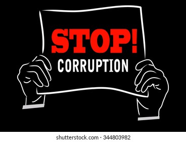 Stop! Corruption with black  background