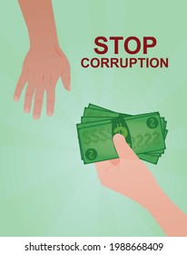 Alto a la tarjeta de corrupción. ilustración vectorial