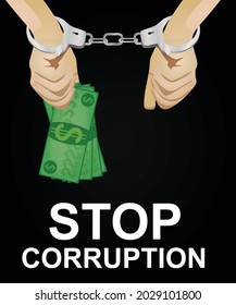 Stop corruption card. vector illustration