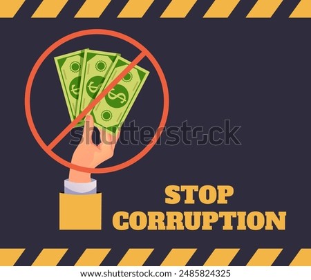 Stop corruption hand gesture isolated concept. Vector graphic design element illustration