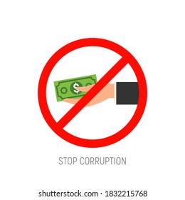 Unterbindet Korruption mit Geldsymbol. Korruptes Zahlungsverweigerungsgeschäft