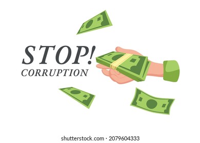 Stop corruption. A poster or publication on the Internet. Vector cartoon illustration.