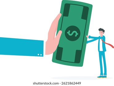 Pare a corrupção, recusando-se a aceitar o conceito de dinheiro de suborno, a mão do empresário honesto se recusa a tomar notas de dinheiro ilegais.

