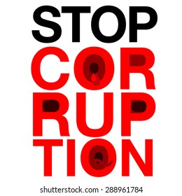 stop corruption sign with some hole and wound that refer affect from corruption.