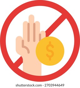 Acabar com o design de vetores de corrupção em estilo moderno, consciência antissuborno e conceito de prevenção de crimes financeiros. Ícone Simples