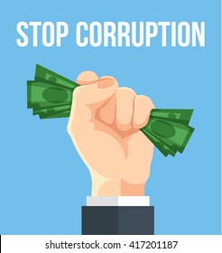 Stop corruption. Vector flat cartoon illustration