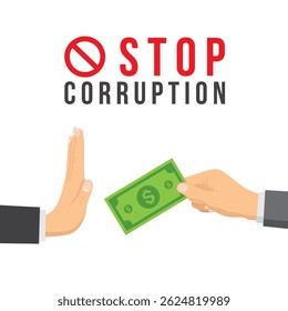stop corruption vector illustration say no to corruption flat design