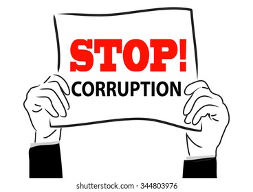 Stop! Corruption with white background