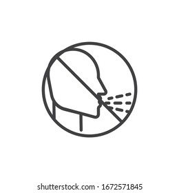 Icono de la línea Stop Cough. signo de estilo lineal para concepto móvil y diseño web. Icono vectorial del contorno de símbolo de prohibición de Coronavirus. Símbolo, ilustración del logotipo. Gráficos vectoriales