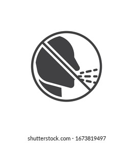 Stop Cough vector icon. filled flat sign for mobile concept and web design. Coronavirus prohibition sign glyph icon. Symbol, logo illustration. Vector graphics
