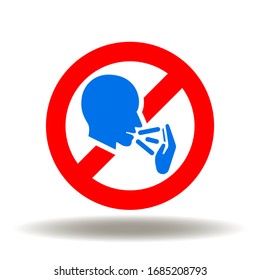Stop cough in wrist hand icon vector. Prohibition wrong coughing logo. No sputum corona virus spread fever disease sign. Ethics cough rule illustration.