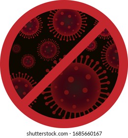 Stop Covic, Corona Virus Biohazard safety prohibition icon shape. Biological hazard risk logo symbol. Contamination epidemic virus danger sign.Vector illustration image. 