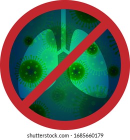 Parar Covic, Corona Virus Biohazard forma icono de prohibición de seguridad. Símbolo del logotipo de riesgo biológico. Signo de peligro de virus epidémico de contaminación.Imagen de la ilustración del vector. 