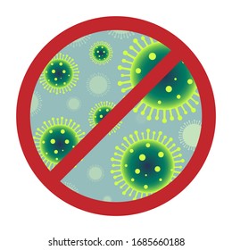 Parar Covic, Corona Virus Biohazard forma icono de prohibición de seguridad. Símbolo del logotipo de riesgo biológico. Signo de peligro de virus epidémico de contaminación.Imagen de la ilustración del vector. 