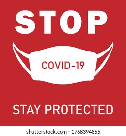 DETENER COVID 19 precaución con la imagen de máscara 