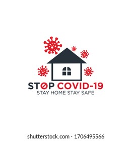 Stop Covid 19 coronavirus vector template design. Stay home stay safe.