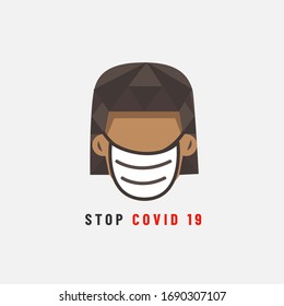 Stop covid 19 illustration vector head girl