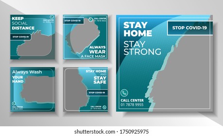 Stop Covid 19 Modern editable template for social media post banner, vector design for promotional social media advertising post banner template.

