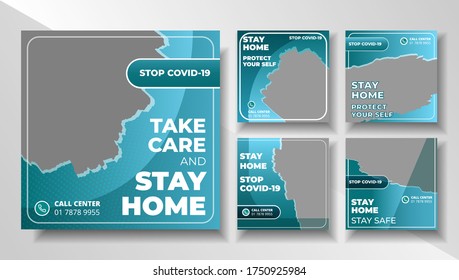 Stop Covid 19 Modern editable template for social media post banner, vector design for promotional social media advertising post banner template.
