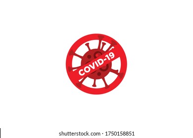 STOP Covid 19 poster with virus icon Vecto