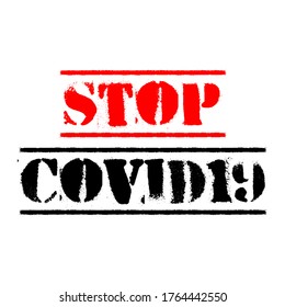 stop covid 19 text vector poster