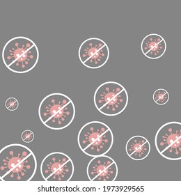 Stop Covid Gray Sick Red Danger Sign Negative Virus Wallpaper. Coronavirus Pandemic Restrictions Silver Test Forbidden Background. Asian Flue Healthcare Grey Epidemic Covid-19 Quarantine Illustration.