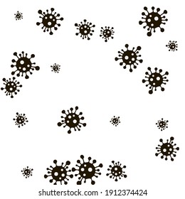 Parar El Fondo De Prueba De Signos De Peligro Blanco De Epidemia Negativa Covid. Restricciones Cuarentena Ilustración de ciencia de virus negros prohibidos. Vector de coronavirus pandémico por enfermedad de la salud Covid-19