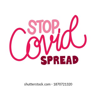 stop covid spread lettering doodle flat style icon vector illustration design