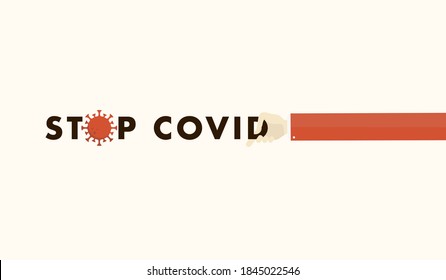 Stop Covid Web banner with coronavirus, pandemic or virus infection concept. Vector attention and alert illustration 
