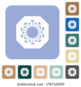 Detener los iconos planos blancos codificados en fondo cuadrado redondeado de color