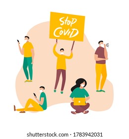 Stop Covid-10 concept. Concept of coronavirus quarantine illustration. Vector illustration