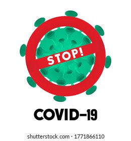 Beenden Sie das Covid-19 3D-Logo auf weißem Hintergrund