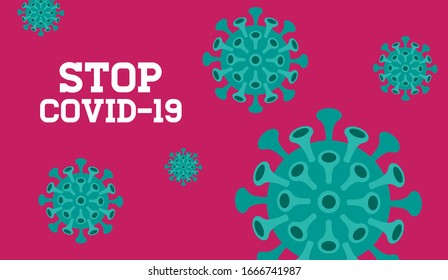 Stop Covid-19 Background, vector Illustration, Typography Design, World Health Organization WHO introduced new official name for Coronavirus disease named COVID-19.