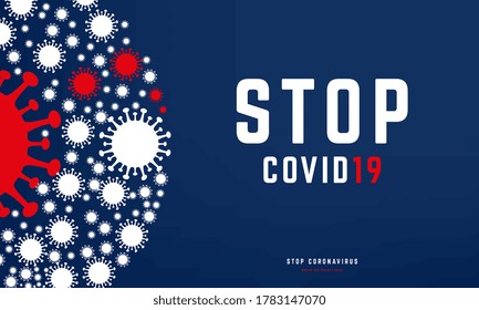 Stop COVID-19 circle big fight, protection of virus diseases, wearing mask to prevent the corona virus, used for banner, sticker, poster.