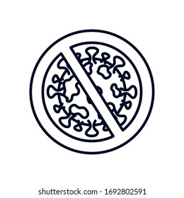 stop covid19 concept, forbidden sign with coronavirus symbol icon over white background, line style, vector illustration